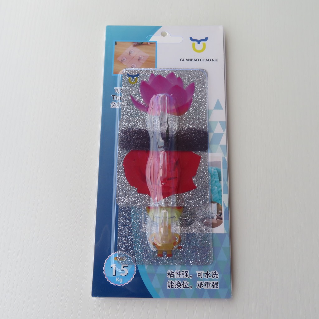 Card-Mounted Seamless Three Crystal Branch Hook Blister Card Packaging Hook Seamless Coat Hook behind Door Punch-Free
