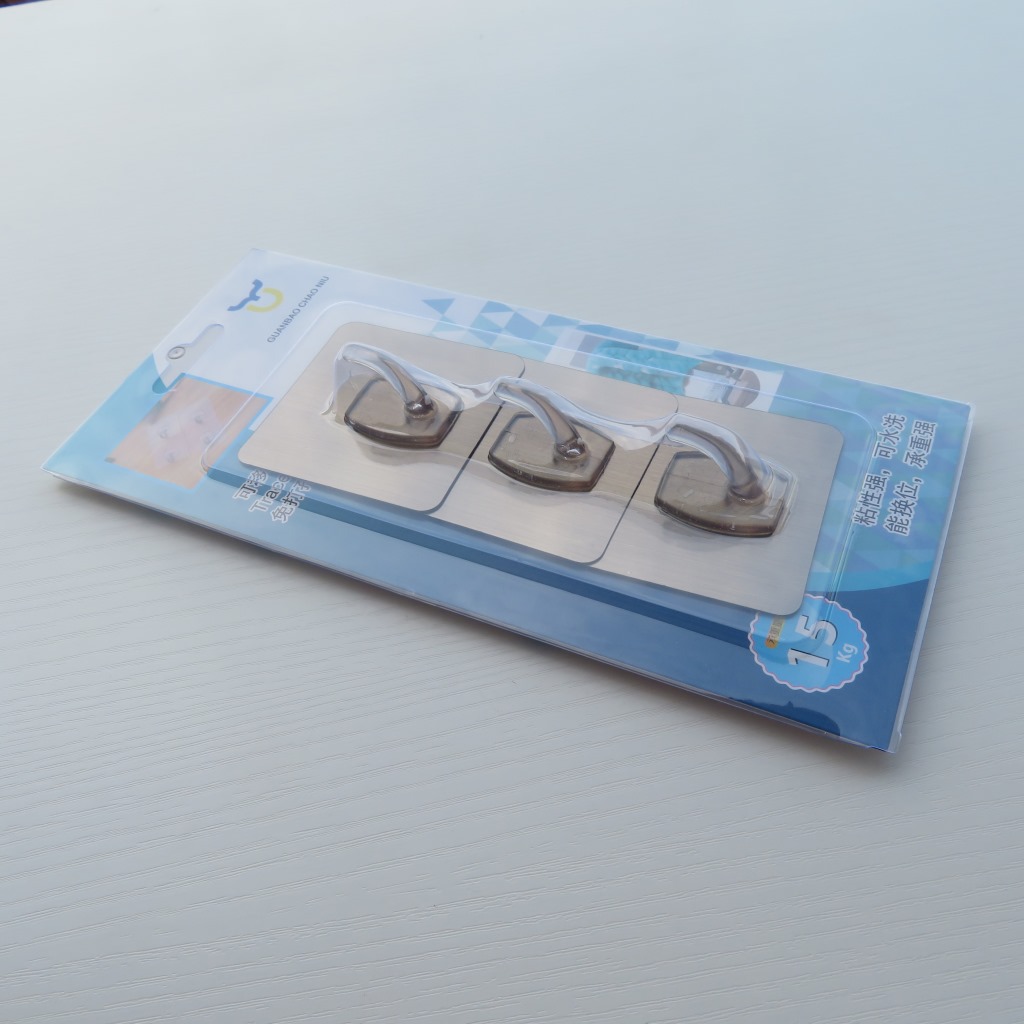 Card-Mounted Seamless Three Crystal Branch Hook Blister Card Packaging Hook Seamless Coat Hook behind Door Punch-Free