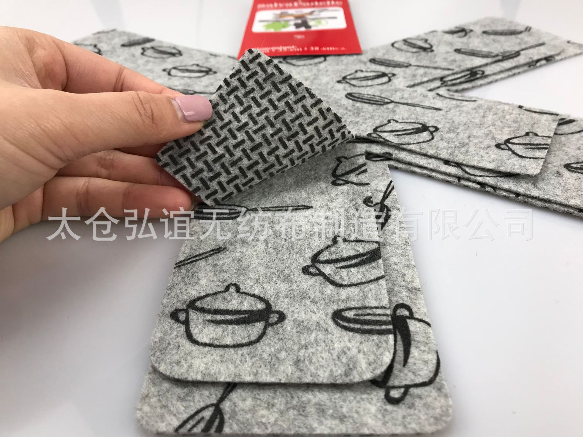 nonwoven cloth type nonstick pot bottom protection pad antihot pad heat insulation easy cleaning printed felt pot pad