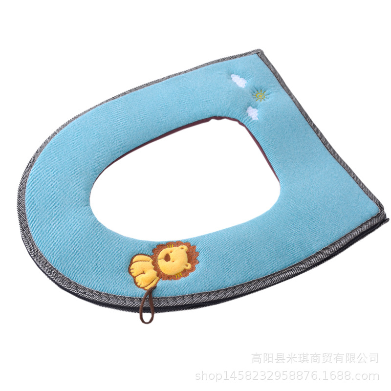 Embroidered Band Handle Four Seasons Universal Zipper Toilet Cushion Seat Cushion Toilet Seat Cover Toilet Seat Closestool Mat