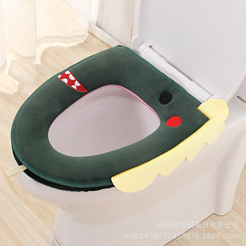 Embroidered Band Handle Four Seasons Universal Zipper Toilet Cushion Seat Cushion Toilet Seat Cover Toilet Seat Closestool Mat