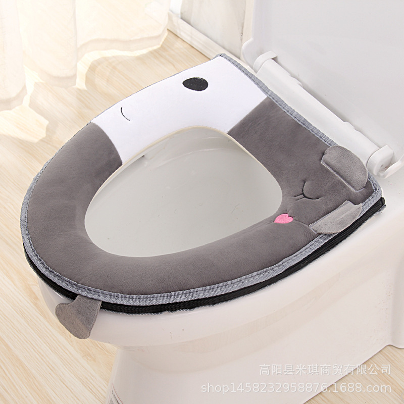 Embroidered Band Handle Four Seasons Universal Zipper Toilet Cushion Seat Cushion Toilet Seat Cover Toilet Seat Closestool Mat