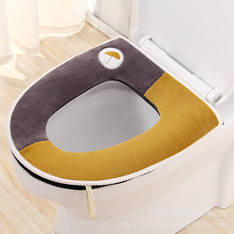 Embroidered Band Handle Four Seasons Universal Zipper Toilet Cushion Seat Cushion Toilet Seat Cover Toilet Seat Closestool Mat