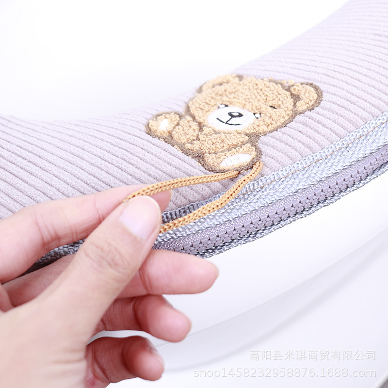 Embroidered Band Handle Four Seasons Universal Zipper Toilet Cushion Seat Cushion Toilet Seat Cover Toilet Seat Closestool Mat