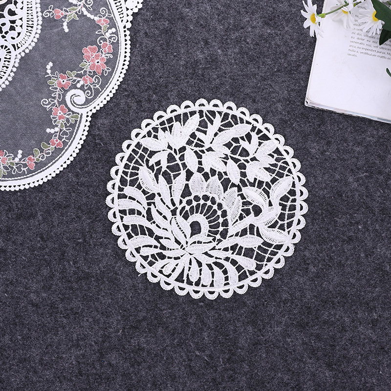 Lace Nordic Instagram Style Heat Insulation Decorative Pad Coffee Cup Mat Korean Fabric Craft Embroidered round Coaster Factory Direct Supply