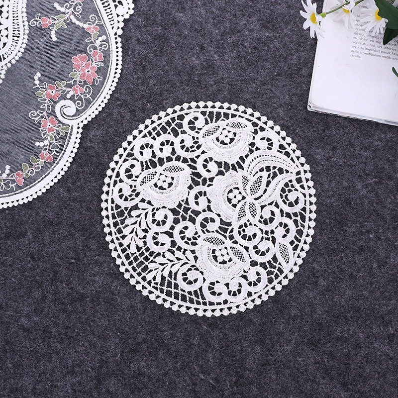 Lace Nordic Instagram Style Heat Insulation Decorative Pad Coffee Cup Mat Korean Fabric Craft Embroidered round Coaster Factory Direct Supply