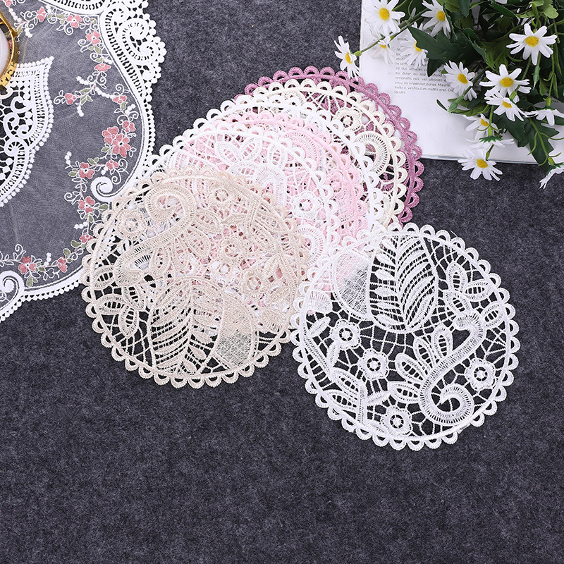 Lace Nordic Instagram Style Heat Insulation Decorative Pad Coffee Cup Mat Korean Fabric Craft Embroidered round Coaster Factory Direct Supply