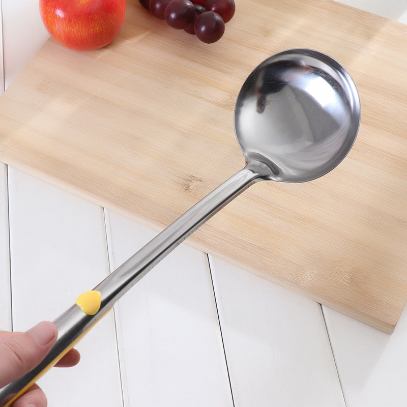 Yellow Core Stainless Steel Spatula Home Ladle Kitchenware Ladel Cooking Insulation Stainless Steel Ladel Meal Spoon Kitchen Supplies