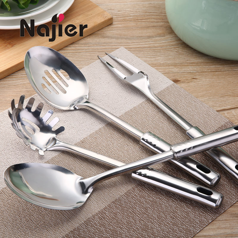 In Stock Wholesale Stainless Steel Nine Beads Spatula Cooking Spoon with Magnetic Spatula Steel Handle Can Be Printed Logo
