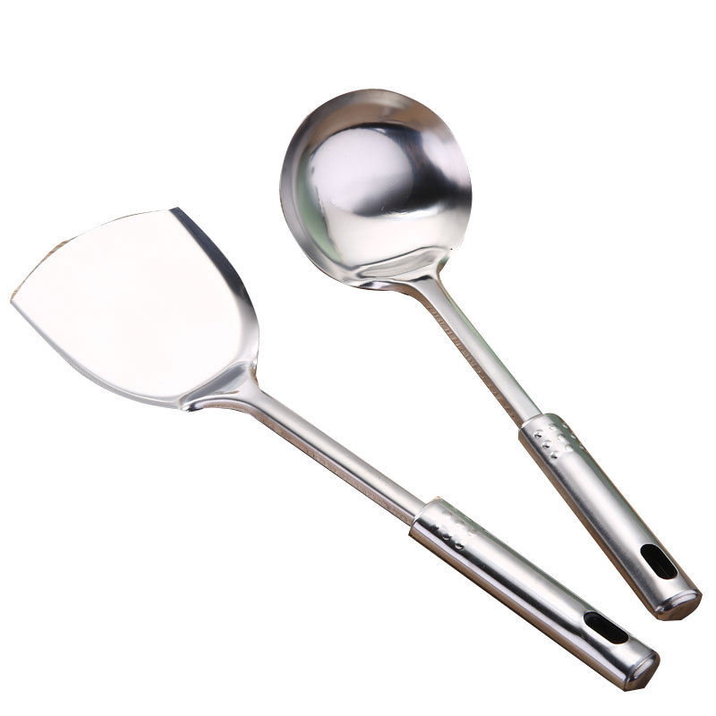 In Stock Wholesale Stainless Steel Nine Beads Spatula Cooking Spoon with Magnetic Spatula Steel Handle Can Be Printed Logo