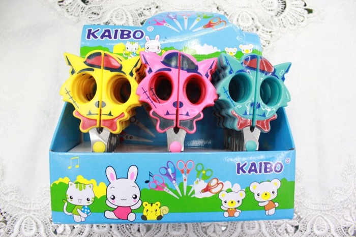 KAIBO 0053 stainless steel scissors scissors grey wolf cartoon students display box
