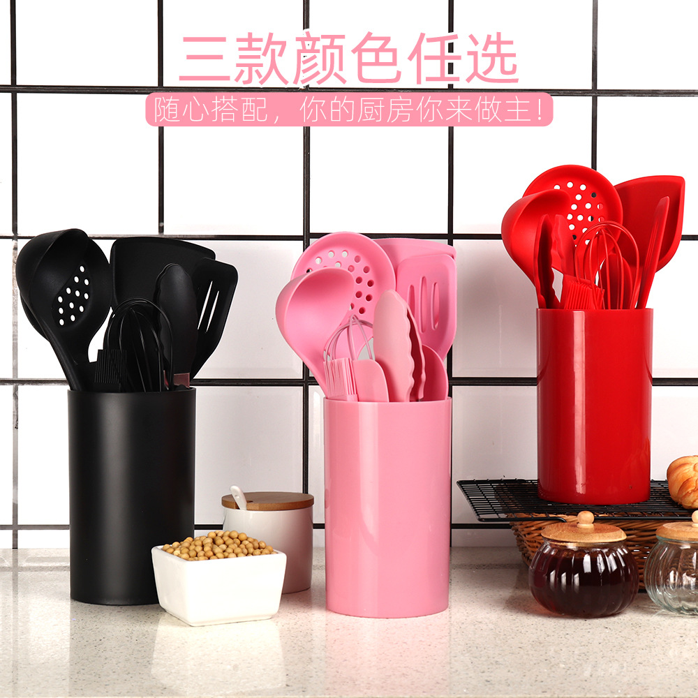 Gel Kitchen Ware Cooking Baking Suit NonStick Pan High Temperature Kitchen Household Spatula Spoon Food Clip Barrel
