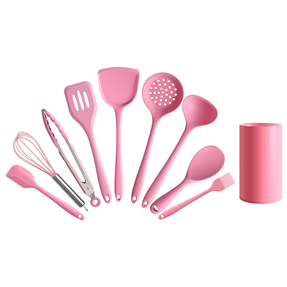Gel Kitchen Ware Cooking Baking Suit NonStick Pan High Temperature Kitchen Household Spatula Spoon Food Clip Barrel
