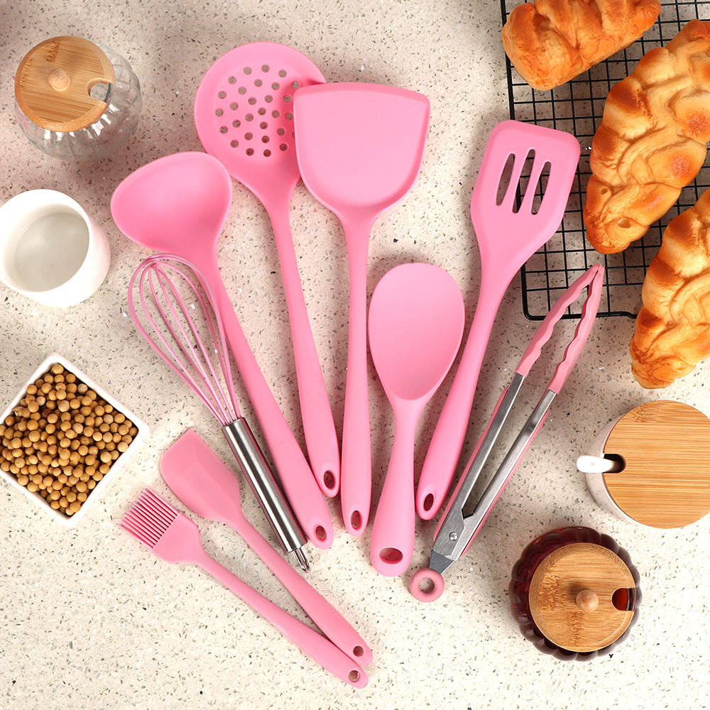 Gel Kitchen Ware Cooking Baking Suit NonStick Pan High Temperature Kitchen Household Spatula Spoon Food Clip Barrel