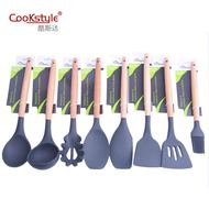 Kitchen Tools Silicone Stainless Steel Kitchenware 3-Piece Non-Stick Pan Special Cooking Spoon and Shovel Soup Spoon and Spatula Set