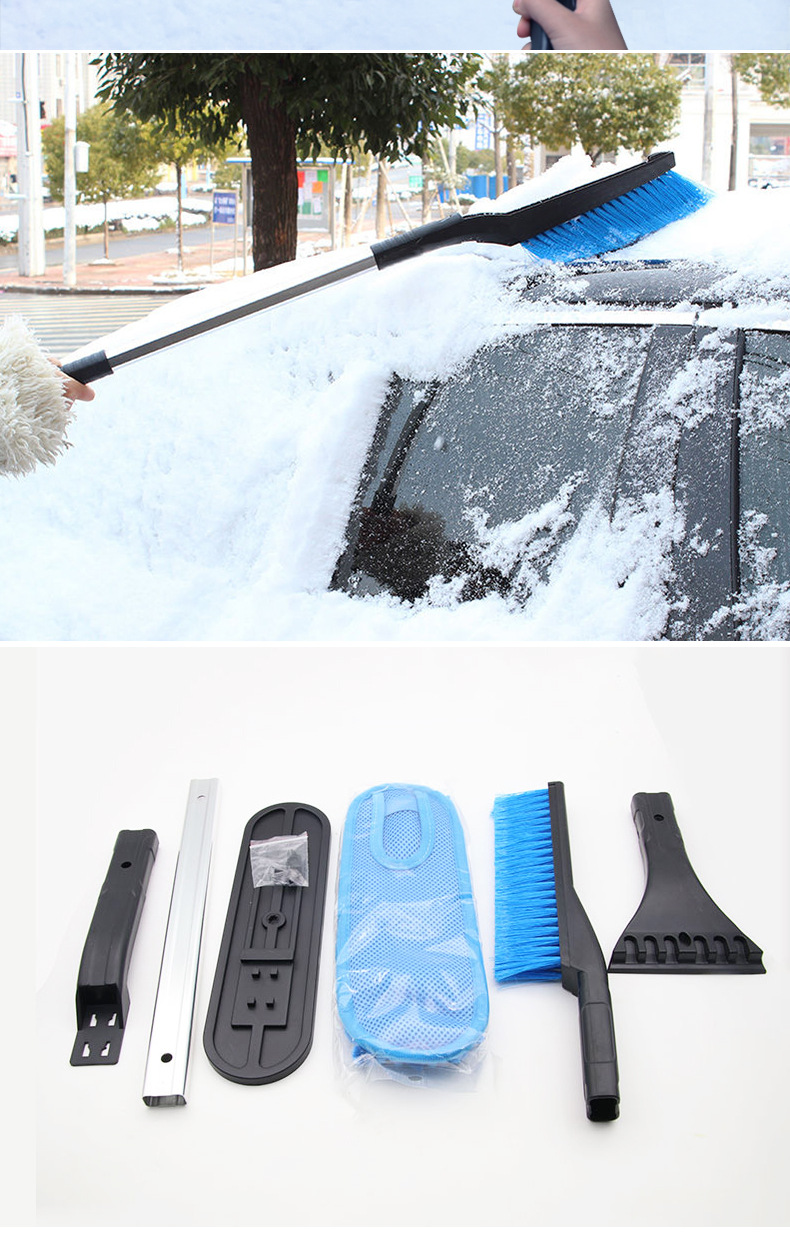 Car Multifunction Snow Shovel Three-in-One Removable Snow Removal Brush Car Glass Scraper Winter Icing Spatula