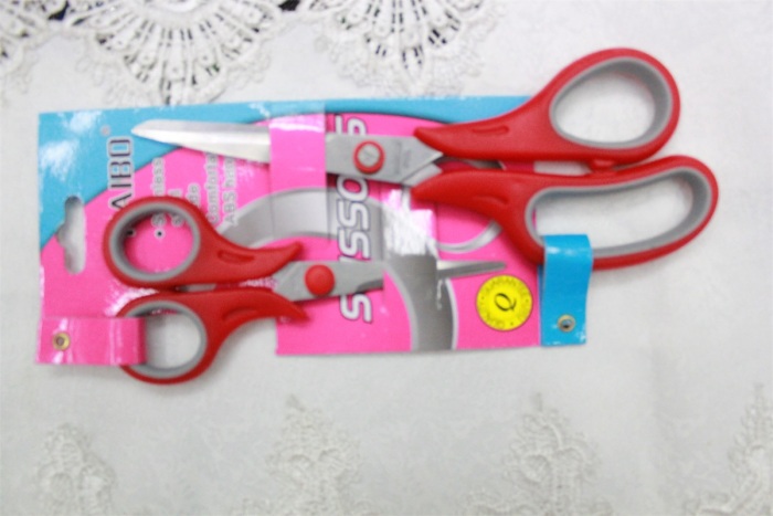 KAIBO5688-1-2pc color stainless steel scissor and Rubber scissors or Duck scissors