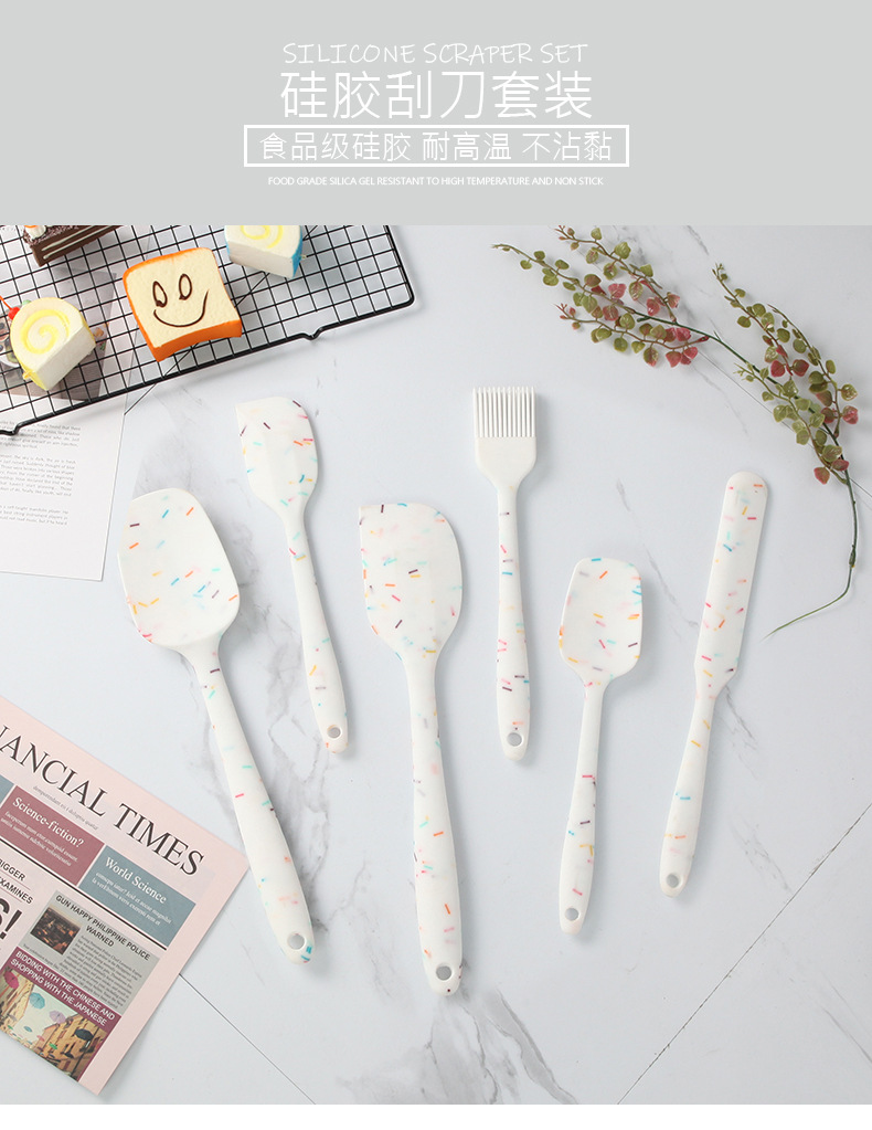 NEW kitchen utensils candy color point design silicone shovel brush spatula set