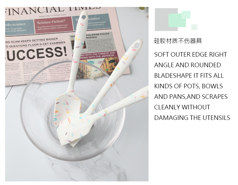 NEW kitchen utensils candy color point design silicone shovel brush spatula set