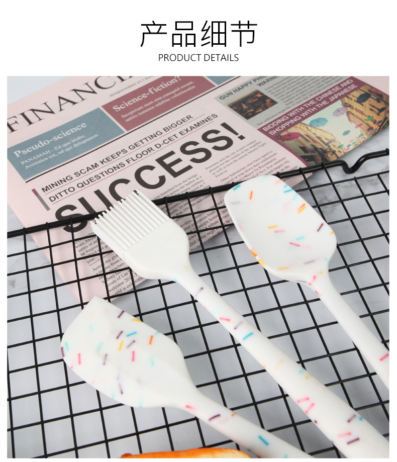 NEW kitchen utensils candy color point design silicone shovel brush spatula set