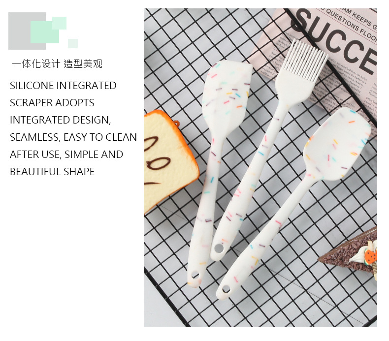 NEW kitchen utensils candy color point design silicone shovel brush spatula set