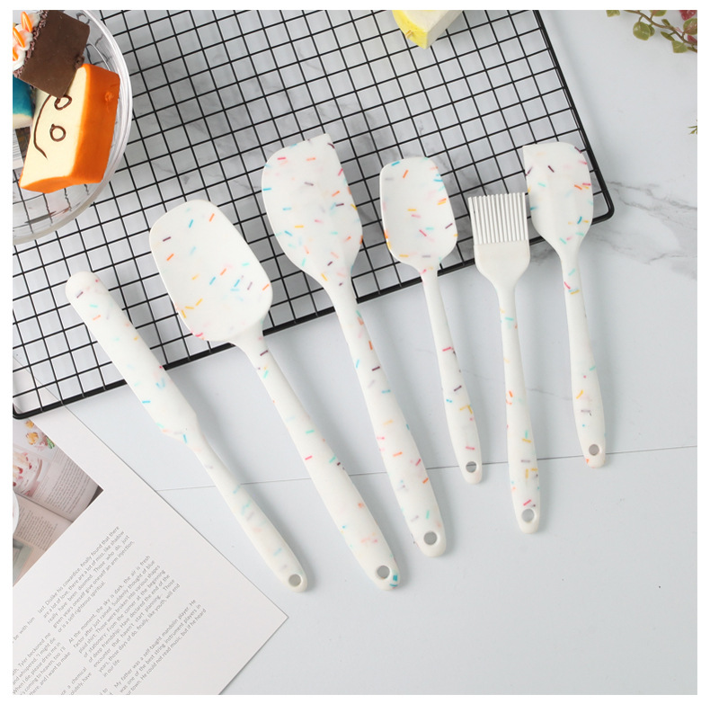 NEW kitchen utensils candy color point design silicone shovel brush spatula set