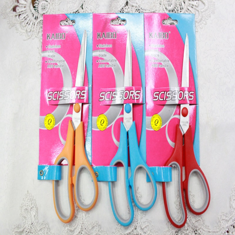 KAIBO408-1 color stainless steel scissor and Rubber scissors