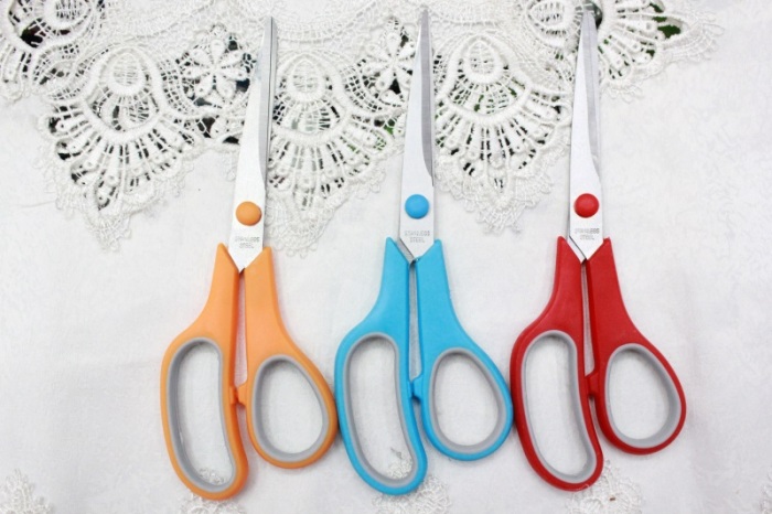 KAIBO408-1 color stainless steel scissor and Rubber scissors