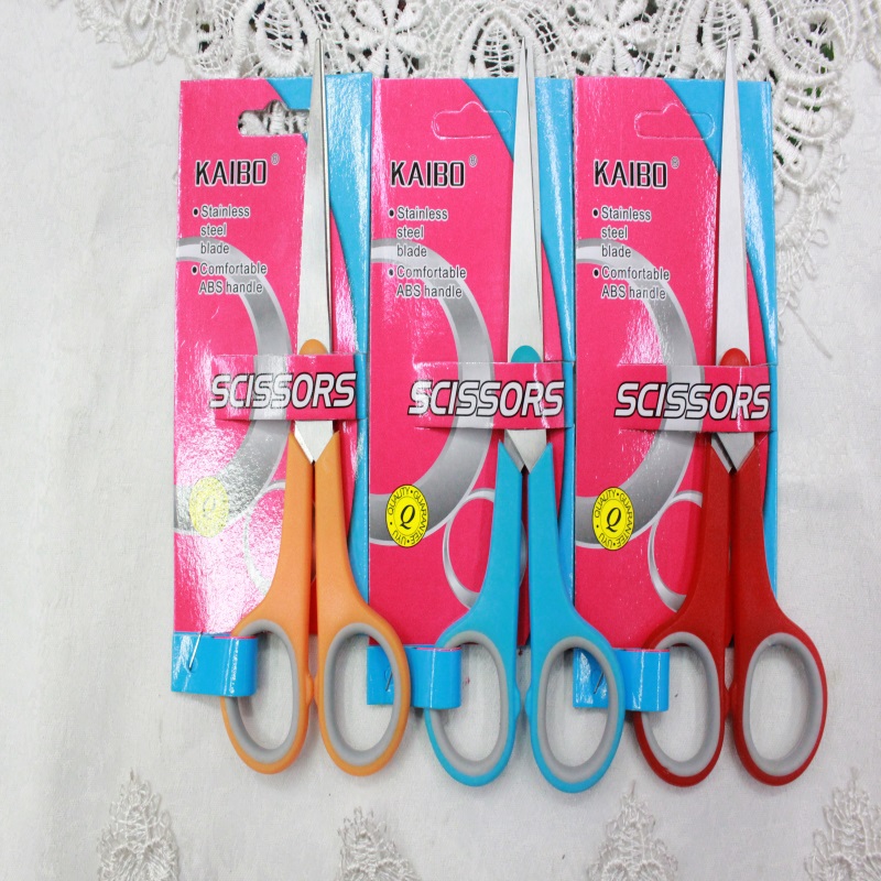 KAIBO406-1color stainless steel scissor and Rubber scissors