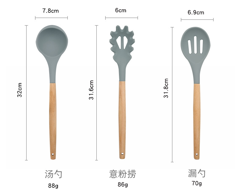 Amazon 12-Piece Wooden Handle Silica Gel Kitchen Ware Set Non-Stick Cooking Spoon Spatula Colander Kitchen Utensils Amazon 12-Piece Wooden Handle Silica Gel Kitchen Ware Set Non-Stick Cooking Spoon Spatula Colander Kitchen Utensils