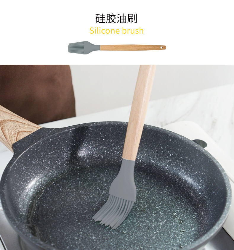 Amazon 12-Piece Wooden Handle Silica Gel Kitchen Ware Set Non-Stick Cooking Spoon Spatula Colander Kitchen Utensils Amazon 12-Piece Wooden Handle Silica Gel Kitchen Ware Set Non-Stick Cooking Spoon Spatula Colander Kitchen Utensils