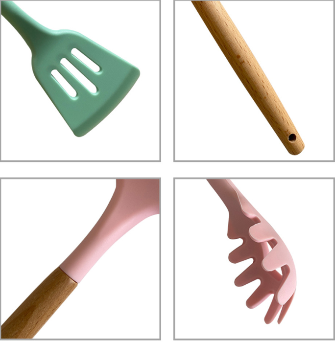 Factory Spot Goods Silicone Kitchenware 11-Piece Set Storage Barrel Non-Stick Pan Kitchen Tools Cooking Spatula Set
