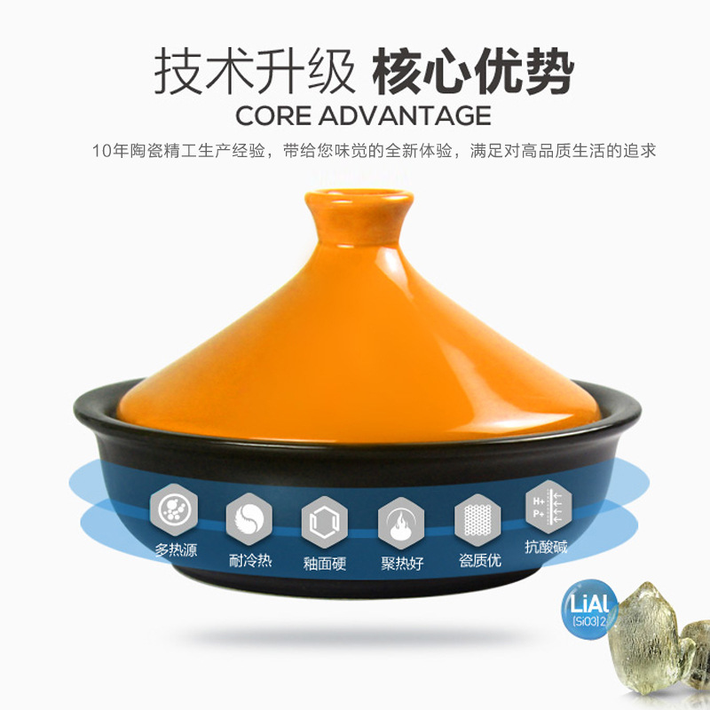Gumis Tagine Heat-Resistant Claypot Rice Ceramic Pot Medium Dry-Burning Casserole Tray + Spatula One Piece Dropshipping