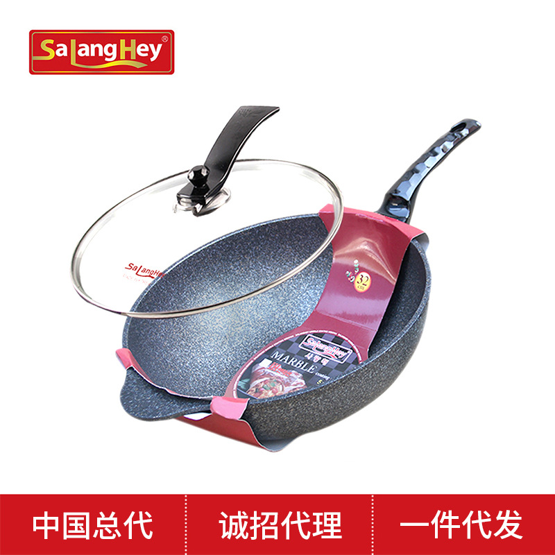 Sarang Sea Frying Pan Medical Stone Non-Stick Pan 32cm Smoke-Free Spatula Cooking Pot Imported from South Korea Wholesale