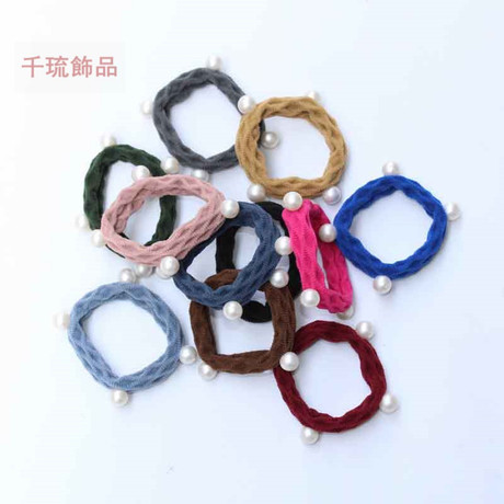 Korean Style Wave Hair Band Pearl Headband Hair Band Widen and Thicken Seamless Hair Rope High Elastic Hair Band Wholesale