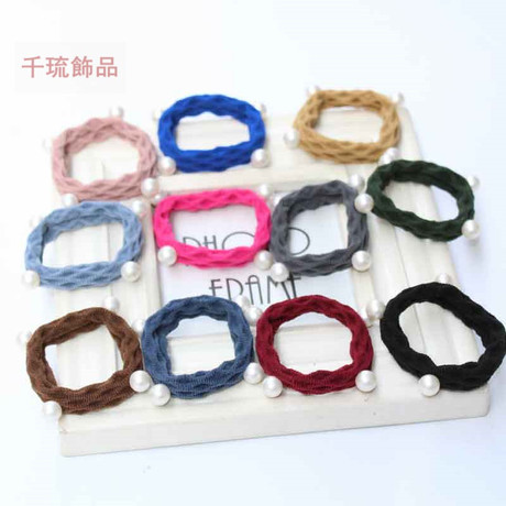 Korean Style Wave Hair Band Pearl Headband Hair Band Widen and Thicken Seamless Hair Rope High Elastic Hair Band Wholesale