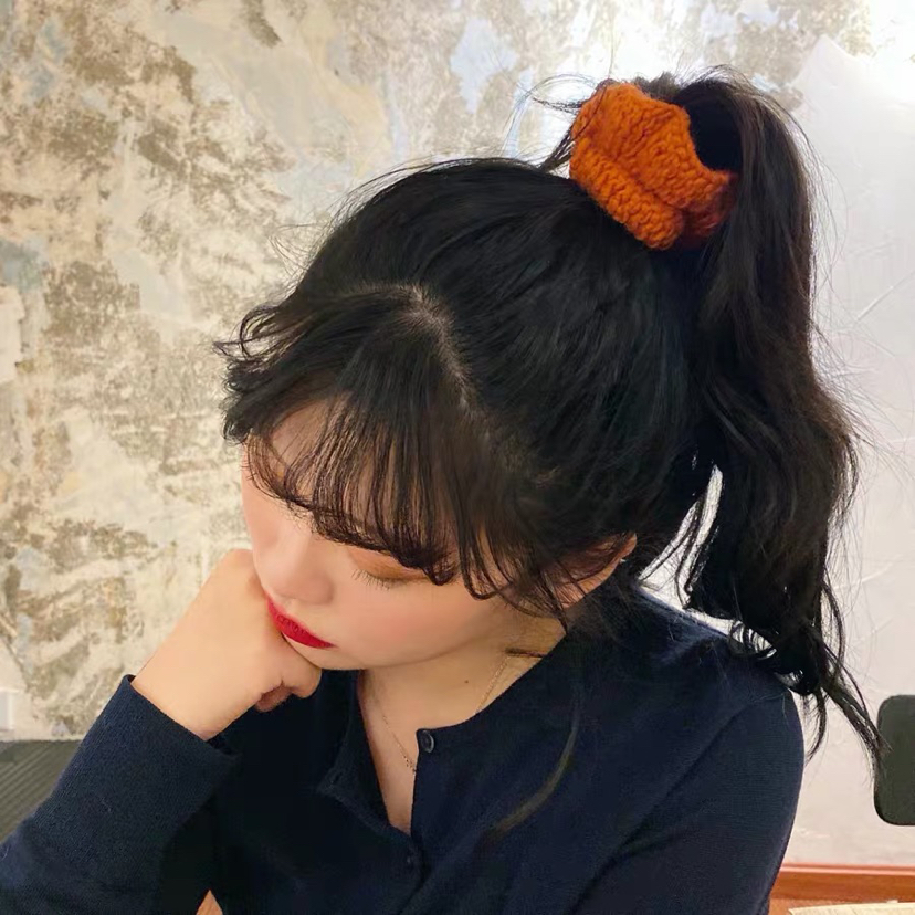 INS Wave Wool Hair Rope Vintage Candy-Colored Hair Tie Hand-Woven Hair Rope Internet Celebrity Hair Accessories Korean Headwear for Women