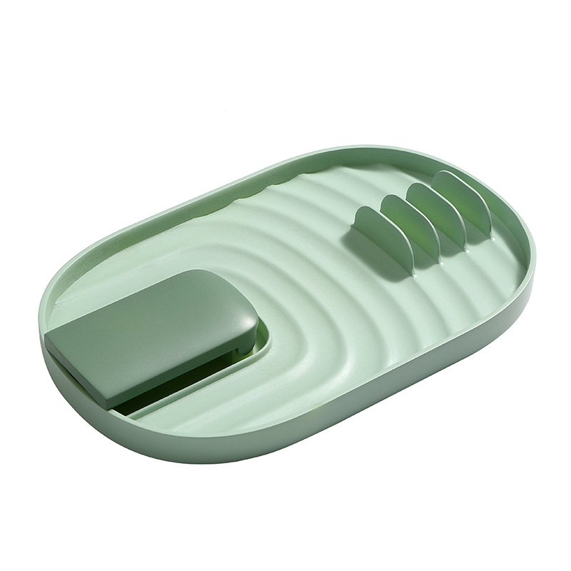 Kitchen Spatula Pot Lid Rack Household Cooking Spatula Mat Kitchen Storage Rack Plastic Pot Cover Rack Mop
