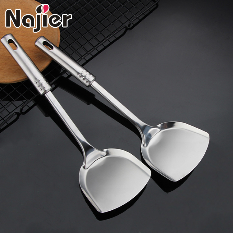 In Stock Wholesale Practical Kitchen Stainless Steel Spatula with Magnetic Nine Beads Steel Handle Spatula Kitchenware Spatula