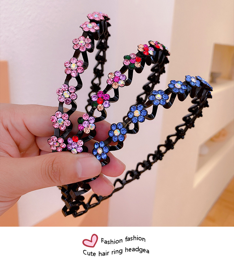 Hair Band Women's Rhinestone Wave Thin Edges Toothed Headband Korean Outdoor All-Matching Hair Fixer Hair Band Women's Rhinestone Wave Thin Edges Toothed Headband Korean Outdoor All-Matching Hair Fixer