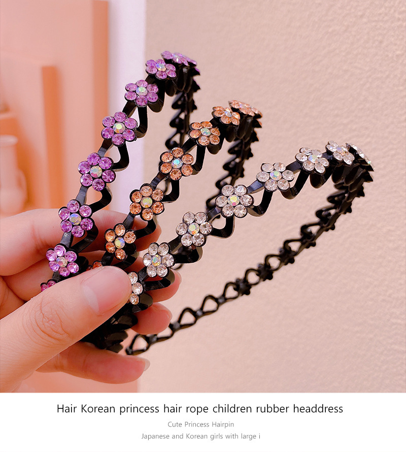 Hair Band Women's Rhinestone Wave Thin Edges Toothed Headband Korean Outdoor All-Matching Hair Fixer Hair Band Women's Rhinestone Wave Thin Edges Toothed Headband Korean Outdoor All-Matching Hair Fixer