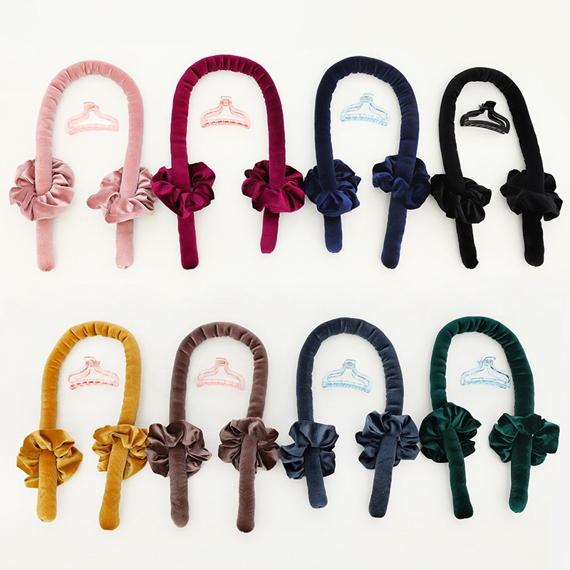 Amazon Lazy Sleep No Heat Velvet Sponge Hair Curler Hair Ring Grip Three-Piece Set Wave Hair Curler R223