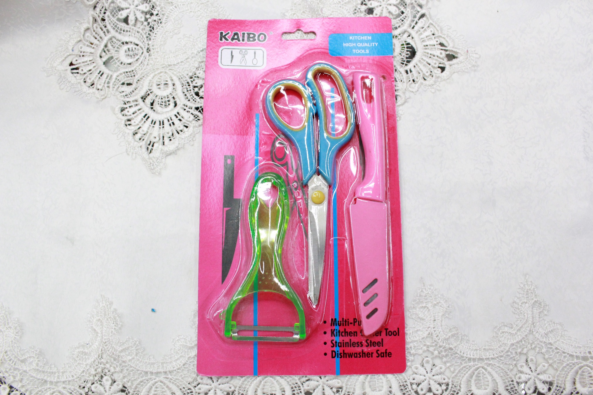 K-boom cutlery KB5685-1 color card suction tableware three sets of stainless steel scissors knife set