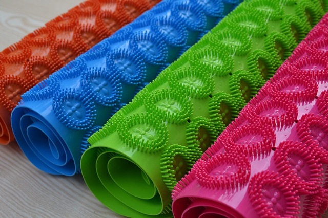 Transparent solid color long square version brush bath mat massage mat non-slip mat bath mat PVC mat