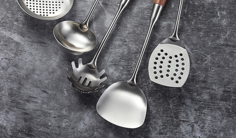 Jieyang 304 Stainless Steel Rosewood Spatula Spatula Kitchen Cooking Spoon And Shovel Kitchenware Set Soup Spoon And Strainer