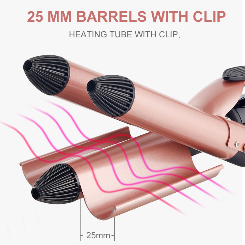 3-Tube Curly Hair Device 25M Amazon Hot 3-Stick Hair Curler Ceramic Oil Big Wave Three-Tube Hair Curler Outlet