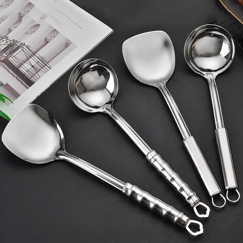 304 Spatula Stainless Steel Kitchenware Spatula Soup Spoon Kitchenware Two-Piece Set Kitchen Supplies Set Logo Customization