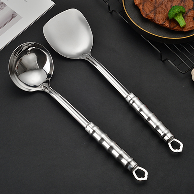 304 Spatula Stainless Steel Kitchenware Spatula Soup Spoon Kitchenware Two-Piece Set Kitchen Supplies Set Logo Customization