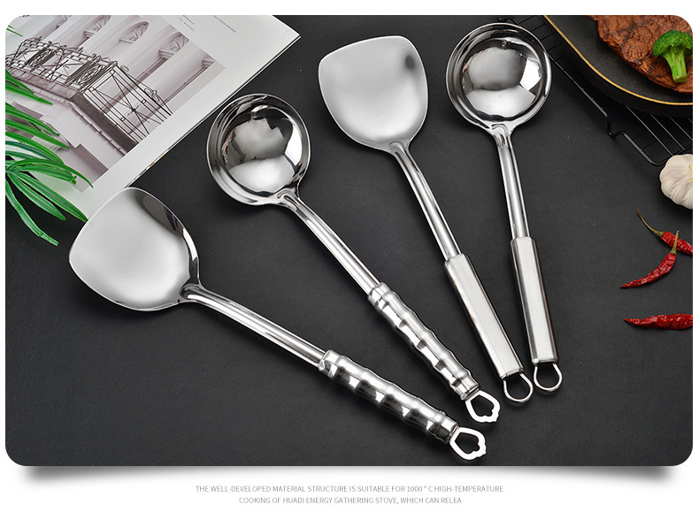 304 Spatula Stainless Steel Kitchenware Spatula Soup Spoon Kitchenware Two-Piece Set Kitchen Supplies Set Logo Customization
