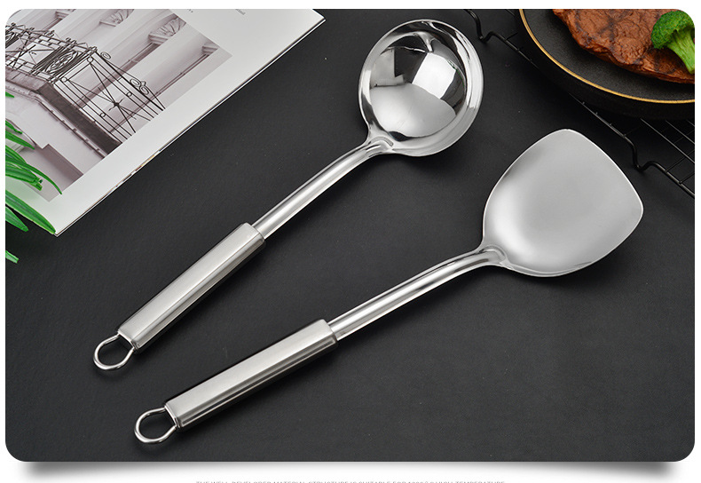 304 Spatula Stainless Steel Kitchenware Spatula Soup Spoon Kitchenware Two-Piece Set Kitchen Supplies Set Logo Customization